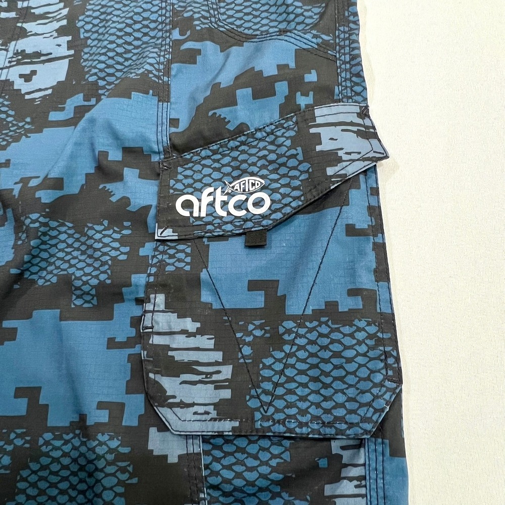 AFTCO M82 Tactical Fishing Shorts Men's Size 42 Blue Camo Stretch Quick Dry - Picture 4 of 13